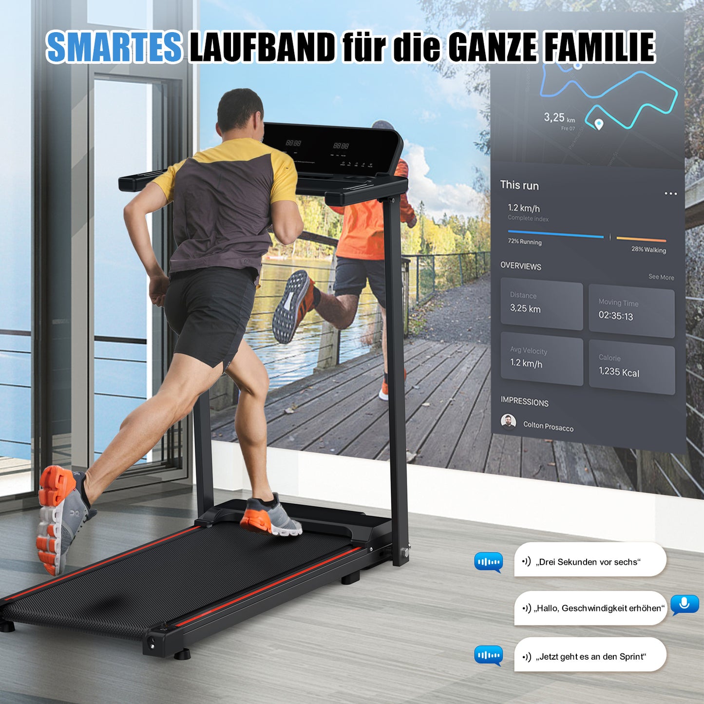 Electric Treadmill, Folding Treadmill For Home Up To 12 Kmh, With LED Display, App, Compact Treadmill For Home And Office, Weighing 120KG