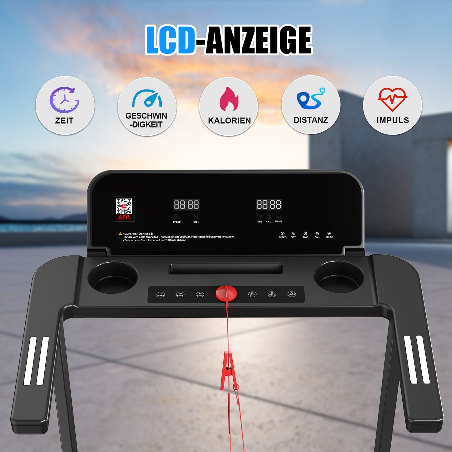 Electric Treadmill, Folding Treadmill For Home Up To 12 Kmh, With LED Display, App, Compact Treadmill For Home And Office, Weighing 120KG